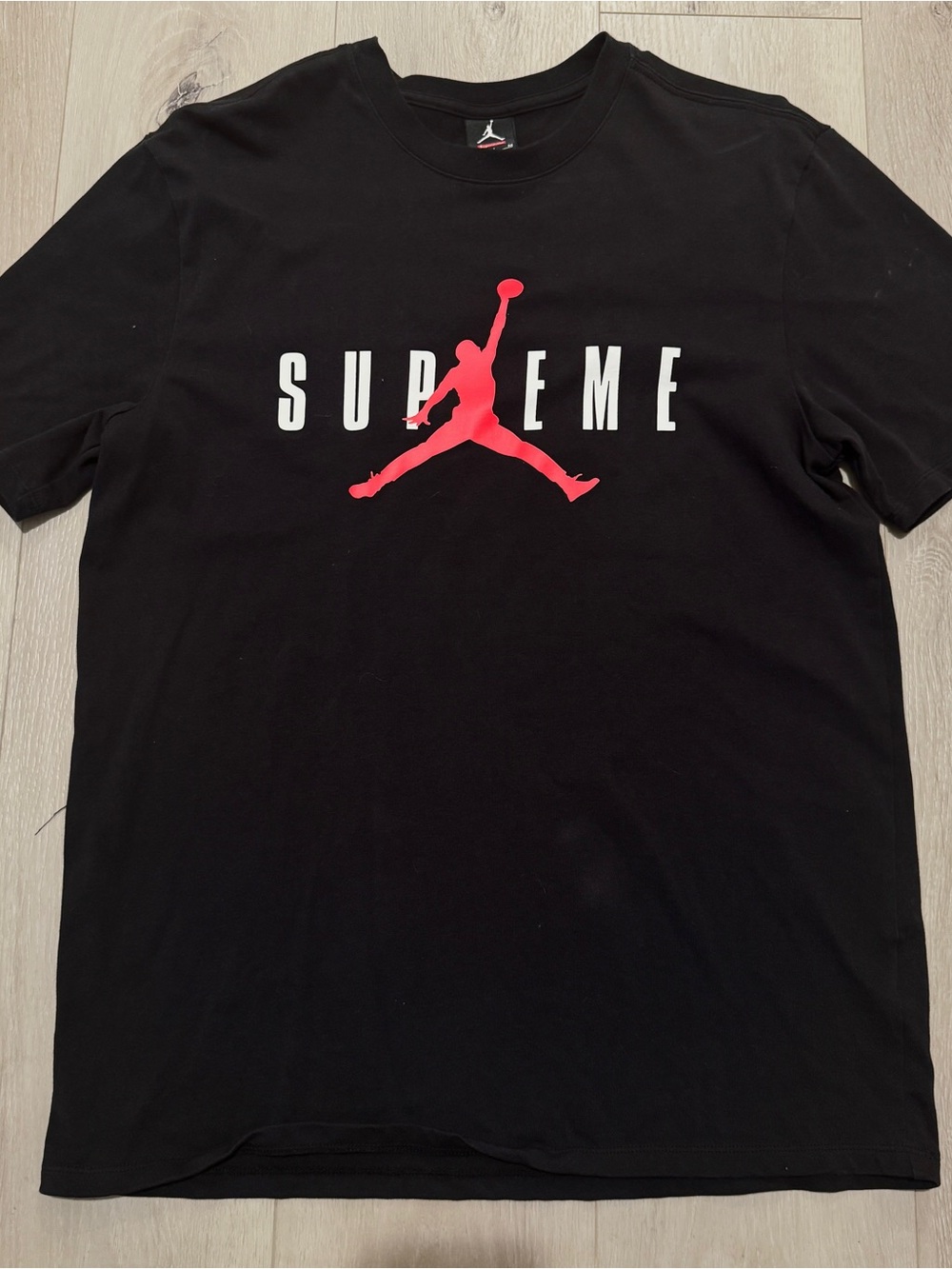 Supreme NYC T-Shirt Short Sleeve Tee Black Red Jumpman Logo Men Unisex sz. M